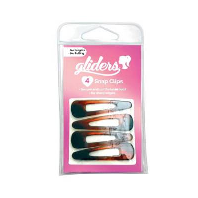 Bộ 4 kẹp bấm cài tóc Gliders viền bọc nhựa an toàn màu nâu