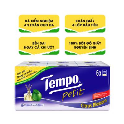 Khăn giấy bỏ túi Tempo Petit hương chanh sả 6 gói
