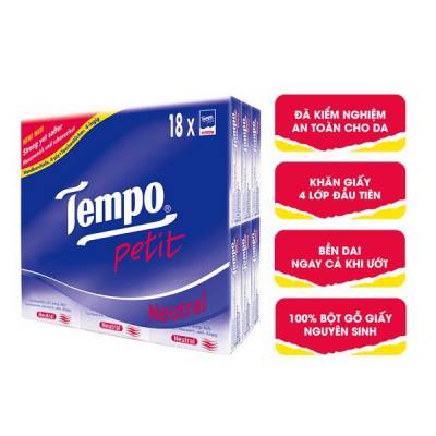 Khăn giấy bỏ túi Tempo Petit không mùi 18 gói