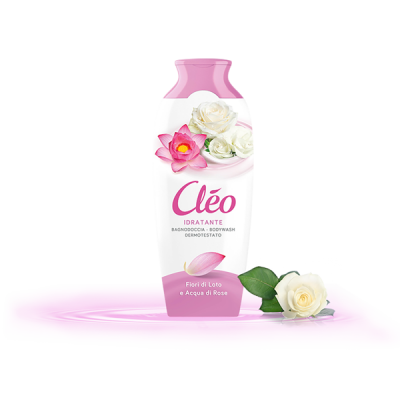 Sữa tắm hương nước hoa dưỡng trắng da New Cleo chiết xuất hoa hồng và hoa sen 400ml