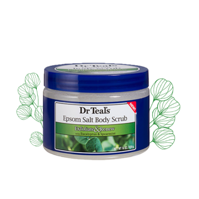 Dr Teals Muối epsom tẩy tế bào chết tinh dầu tràm bạc hà giúp dễ ngủ 454g