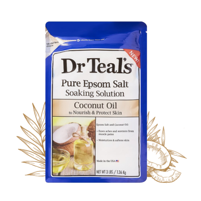 Dr Teals Muối tắm Epsom Dưỡng ẩm da dầu dừa 1360g