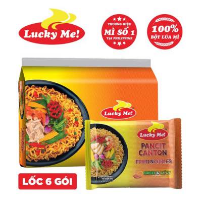 Lốc 6 gói mì xào Pancit Canton hương vị cay ngọt Lucky Me 60g