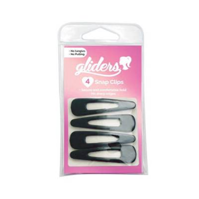 Bộ 4 kẹp bấm cài tóc Gliders viền bọc nhựa an toàn màu đen