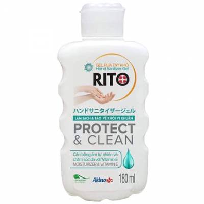   									Yêu thích 									Dung dịch sát khuẩn Gel rửa tay khô RITO 180ml, làm sạch vi khuẩn, giữ ẩm cho da tay 								