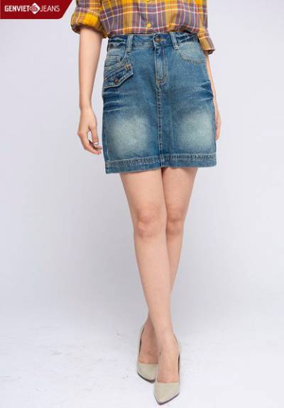 XJ328J1238 - Chân Váy Jeans Nữ Phối Túi Bên