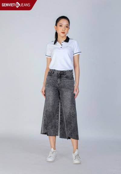 TQ124J1742 - Quần Dài Lửng Jeans Nữ Ống Suông