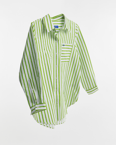 Oversize Pocket Shirt - Light Green Stripe