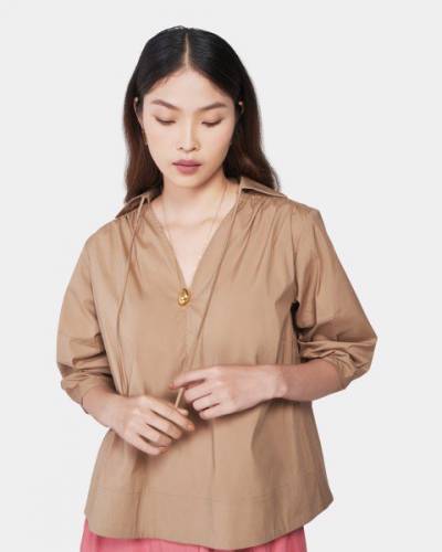 Blanc Liv Ruched Sleeve Blouse