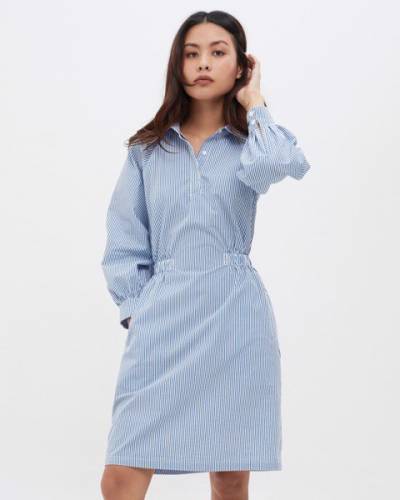 Puff Sleeve Dress - Pretty Blue Stripe