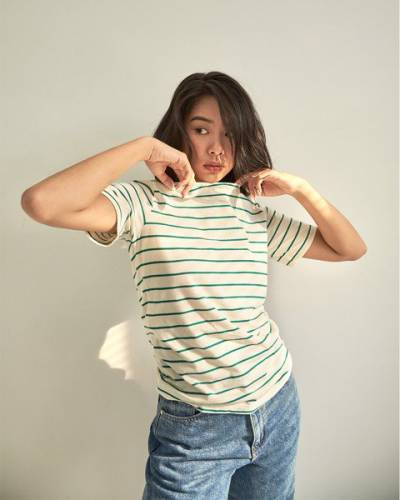 Lifetime Short Sleeve - Cream Green Stripe