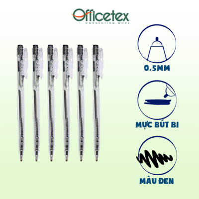 Bút bi mực đen OT-BP012BL (6 cây) 