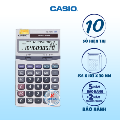Máy tính Casio MS-310TM hiển thị 3 dòng 