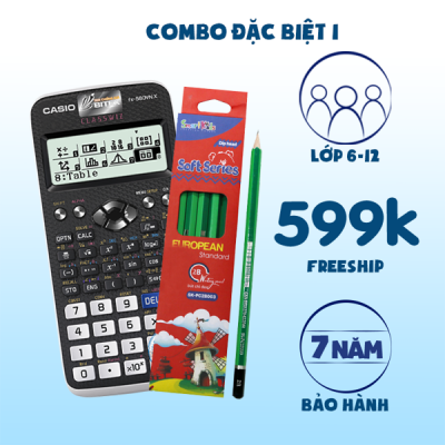 COMBO ĐẶC BIỆT 1: Casio Fx-580VN X + 1 Hộp Bút chì đen 2B ( 12 cây ) 