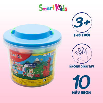 Đất nặn xô nhựa 500g 10 màu neon SK-C500N 