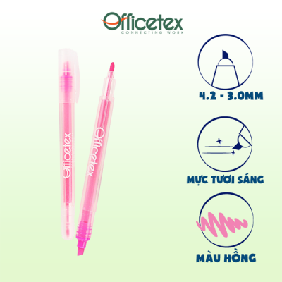 Bút dạ quang mực hồng OT-HL002PK (12 cây/hộp) 