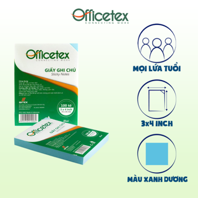 Giấy ghi chú Officetex 3 x 4 màu xanh dương 