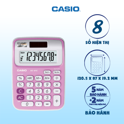 Máy tính Casio MS-6NC hồng nhạt 