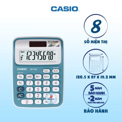 Máy tính Casio MS-6NC xanh dương 