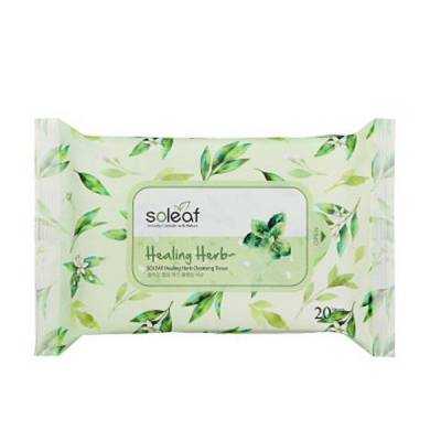 Khăn Giấy Tẩy Trang SOLEAF HEALING HERB CLEANSING TISSUE [20 sheets]