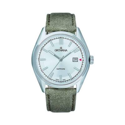  	Đồng Hồ Grovana 1585.1532 Nam Dây Vải Kính Sapphire 42mm