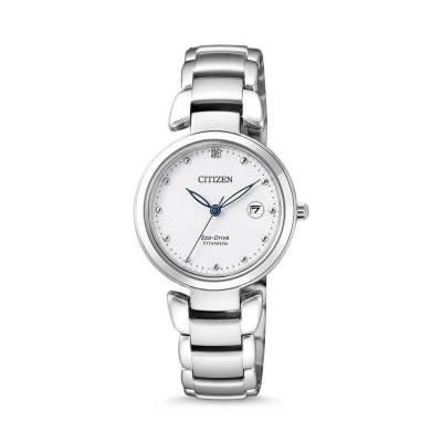  	Đồng Hồ Citizen EW2500-88A Nữ Kính Sapphire Dây Titanium Eco-Drive Lịch Ngày 29mm