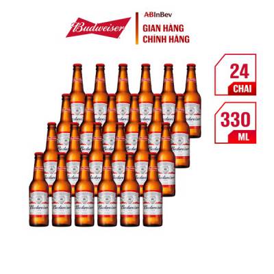 [CHỈ GIAO HÀ NỘI] Thùng 24 Chai Bia Budweiser Chính Hãng (330ml/chai)