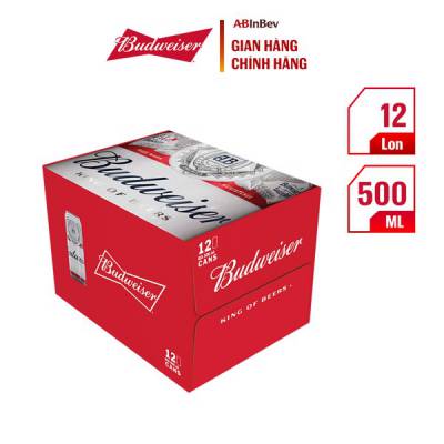 [CHỈ GIAO HÀ NỘI] Thùng 12 Lon Bia Budweiser Chính Hãng (500ml/lon)