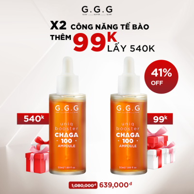 COMBO 2  chai: Tinh chất nấm Chaga - Kháng viêm Kháng khuẩn Làm dịu - Uniq Booster Chaga 100 Ampoule 50ml -  (Tối đa 3 sản phẩm)