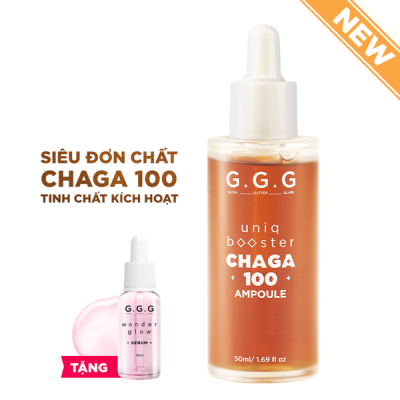 Tinh chất nấm Chaga - Kháng viêm Kháng khuẩn Làm dịu - Uniq Booster Chaga 100 Ampoule 50ml + TẶNG SERUM 10ml