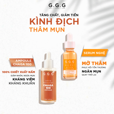 Uniq Booster Chaga 100 Ampoule + Orange Serum 30ml - Mờ thâm, ngừa mụn, sáng da