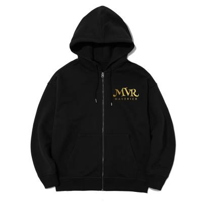 Hoodie zip kéo khóa logo MVR maverick nhũ vàng - MVR25022111- đen