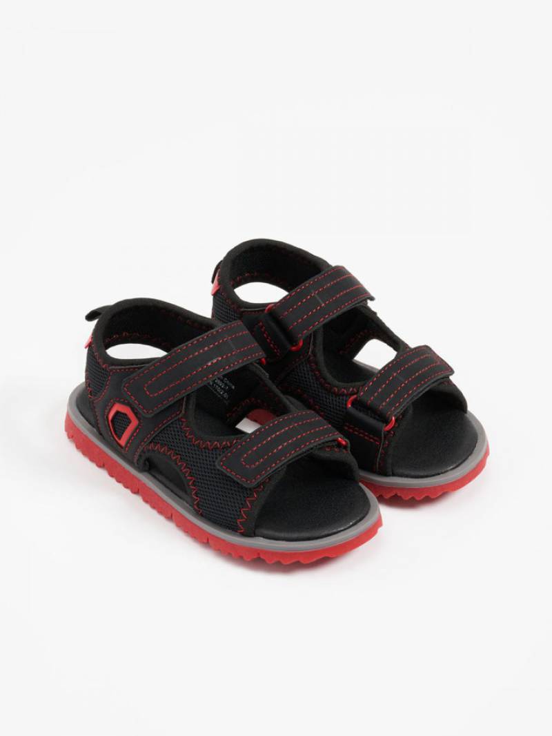          mothercare - giày sandal màu đen đỏ bé trai     
