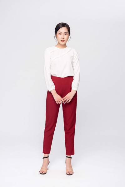 Quần baggy nữ 2 ly Đỏ