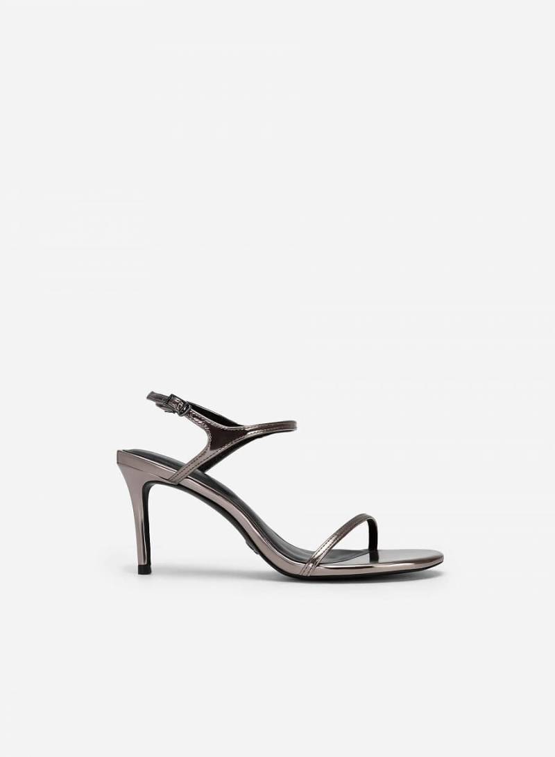 Giày Sandal Metallic Quai Mảnh - SDN 0737 - Màu Xám Khói Đậm