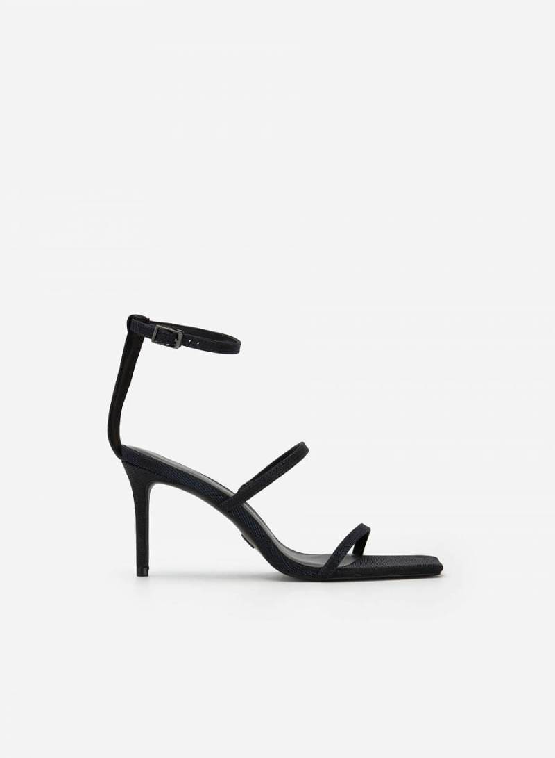  Giày Sandal Ankle Strap Quai Kim Tuyến Mũi Vuông - SDN 0717 - Màu Đen