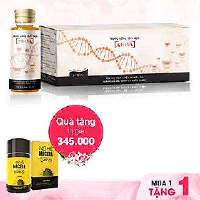 Nước uống làm đẹp Collagen ADIVA (14 lọ/hộp) - Tặng Nghệ Micell ADIVA (lọ 14 viên)