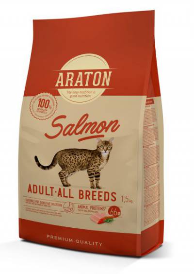 Thức ăn dành cho mèo trưởng thành Araton cá hồi 1.5 kg	