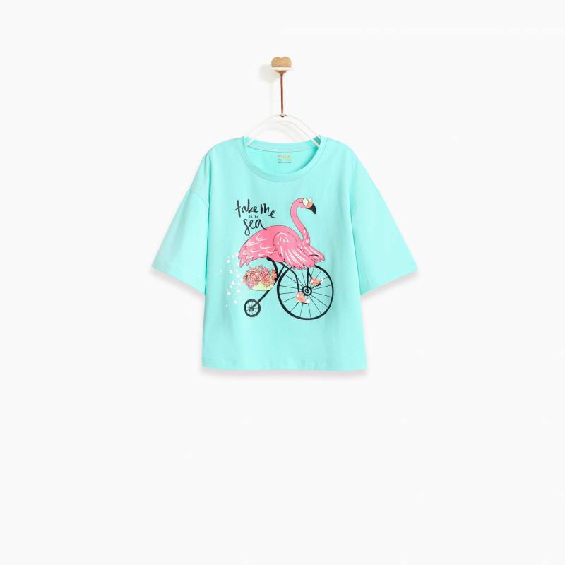 Áo bé gái - Flamingo ride bicycle